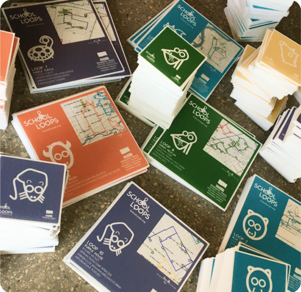 A table full of School Loops maps