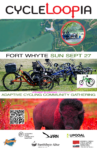 A poster showing a map of Fort Whyte from the air, multiple tricycles and a bison with event info like Sept 27 and the name Cycleloopia